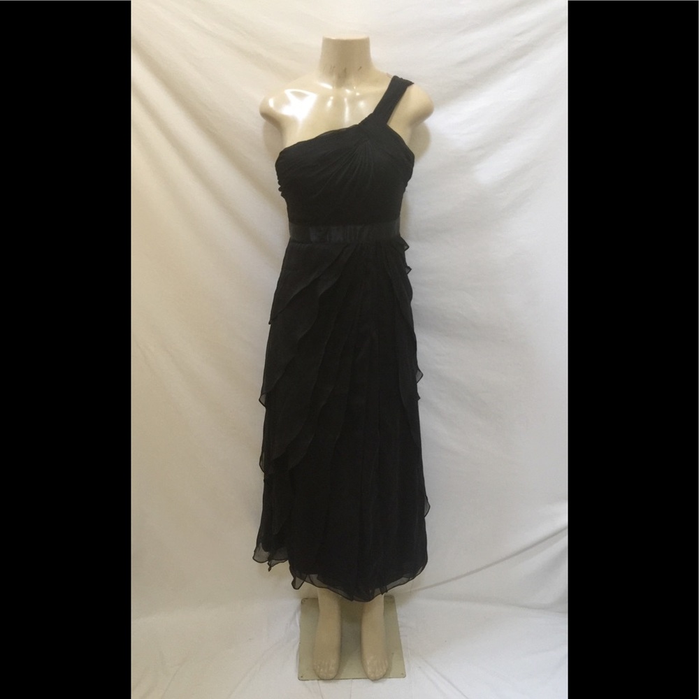 Adrianna Papell Size 2 Black One Shoulder Dress